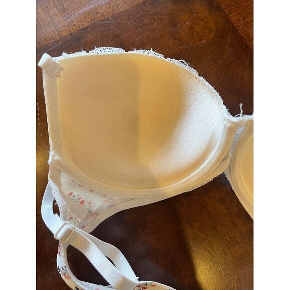 Laura Ashley White Scalloped Lace And Floral Print Underwire Contour Cup Bra 36C - Picture 9 of 9